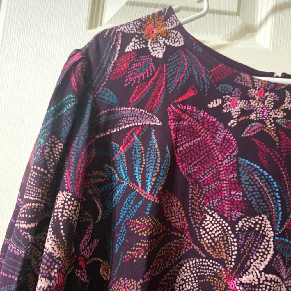 NWT Johnny Was Alicante Tunic Silk Shift Dress, Tropical Print, Ruffle Hem, XL. - Picture 6 of 16
